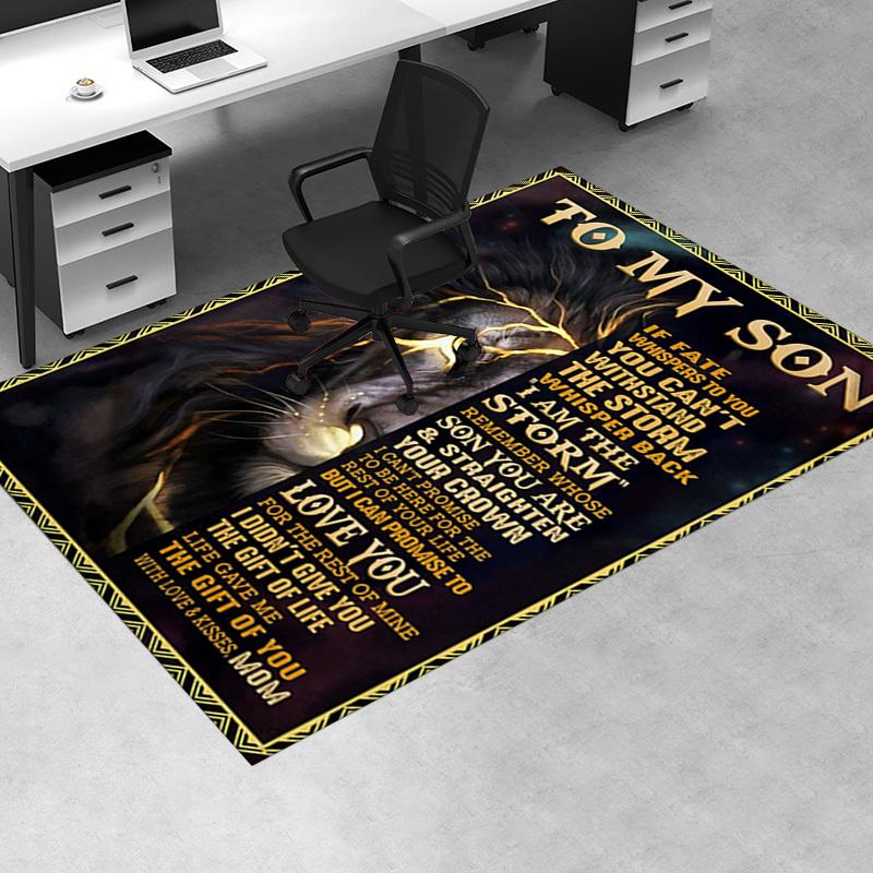 1pc. Inspirational Lion Art Rug for Home Decor Office Carpet Chair Cover Outdoor Gift - Motivational Poster with Encouraging Quotes for Son from Mom