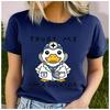 Unisex 100% Polyester Summer Top "Believe Me, I'm a Duck Doctor!" Print Loose round Neck Short Sleeve Fashion for Astrology Lovers