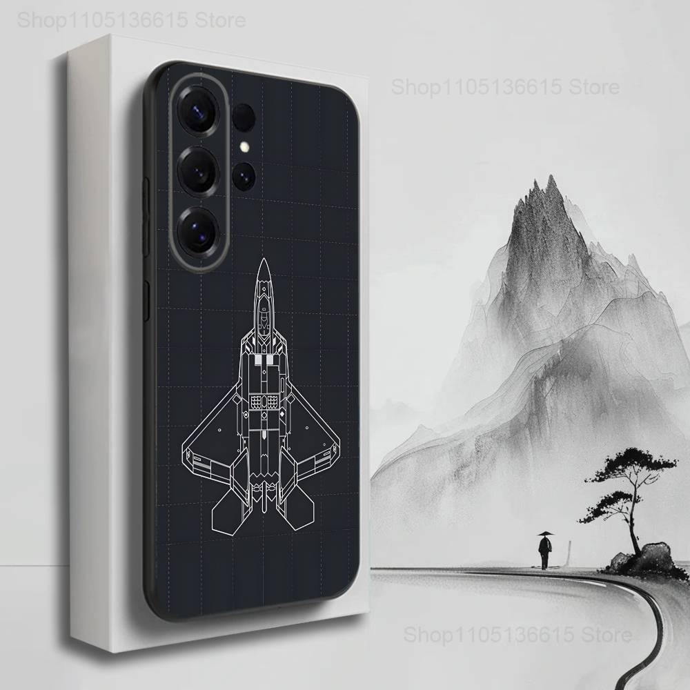 Blueprints Planes Aircraft Case For Samsung S22,S21,S9,S25,S24,S23,Ultra,FE,S20,S10,Plus,Lite,Soft Silicone Black