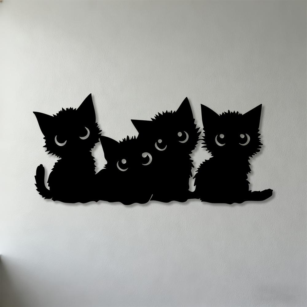 

1pc 2D Flat Cute Kitten Silhouette Iron Wall Sculpture Living Room Bedroom Nursery Office Decor 25cm-9.84inch чорний
