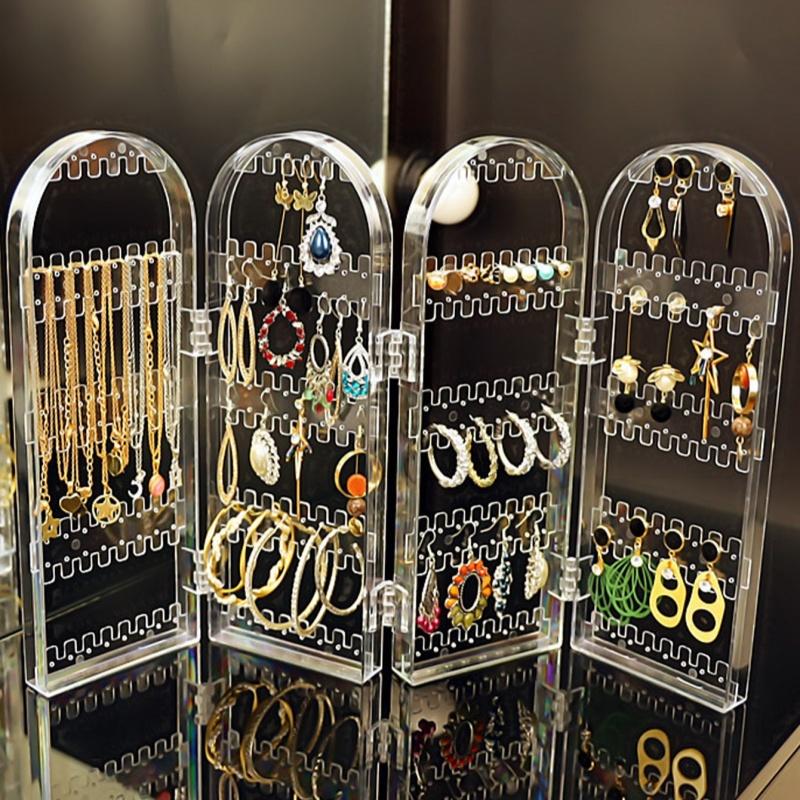 Stojak ekspozycyjny na biżuterię Naszyjniki Pierścionki Plastikowy Składany Uchwyt Duża Pojemność Wieszak do Przechowywania Bransoletek z Otworami na Kolczyki Sztyfty