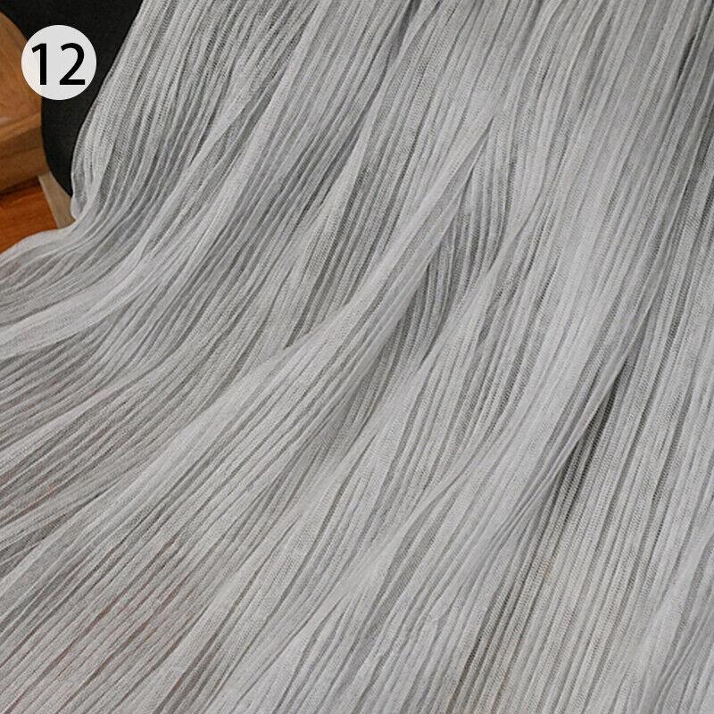 Organ Pleated Mesh Lace Fabric Crumpled Tulle Net Fabric Wedding Organ Skirt Dress Costume Curtains Handmade DIY Craft Material