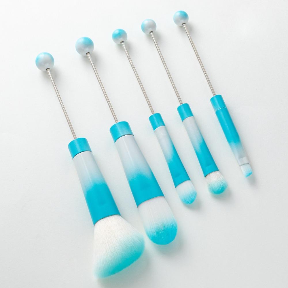 5 PCS Metal Handle Beaded Makeup Brush Set Soft Makeup Brushes Gifts Eyeshadow Brush