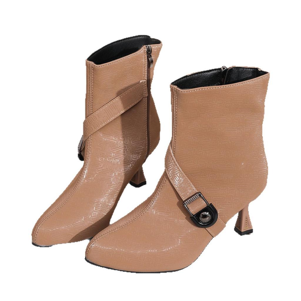 Size 34-45 Women's Medium Heel Fashion Boots Winter Side Zipper Pointed Temperament Boots
