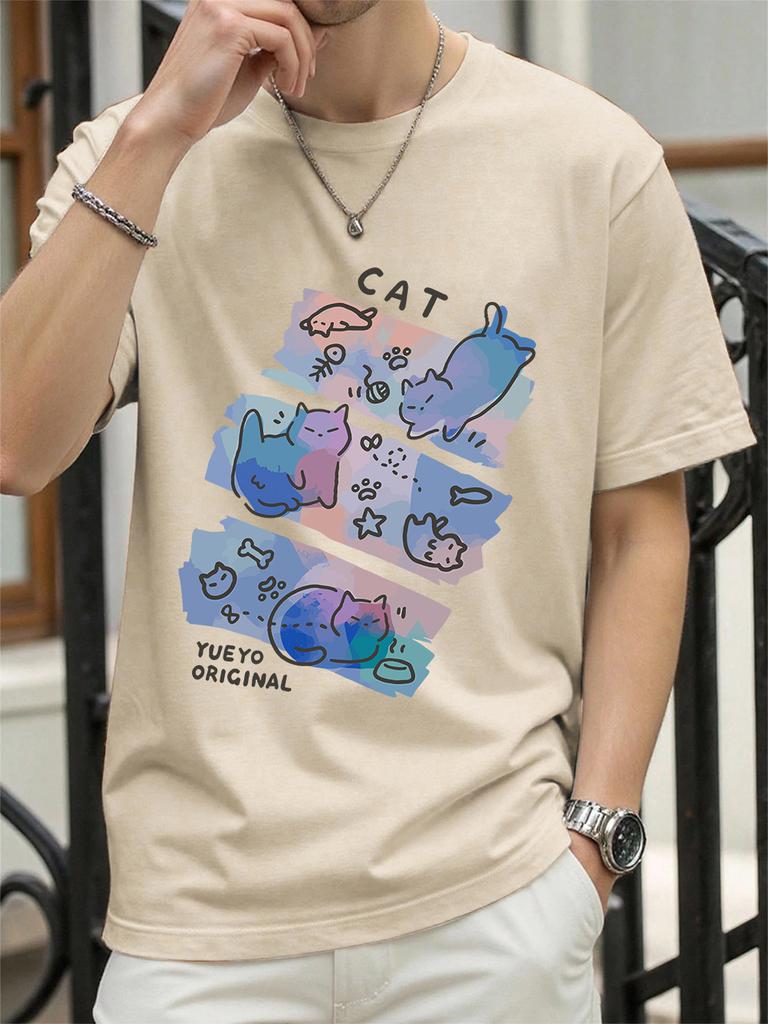 Colorful Three Cats Trendy Printing TShirts Womens Summer Cotton Short Sleeve Tees ONeck Comfortable Loose Tops Casual Clothes