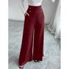 Pantaloni da Donna a Vita Alta, Modellanti per la Pancia, Gamba Larga, con Tasche, Minimalisti ed Eleganti, per l'Ufficio, Primavera/Autunno