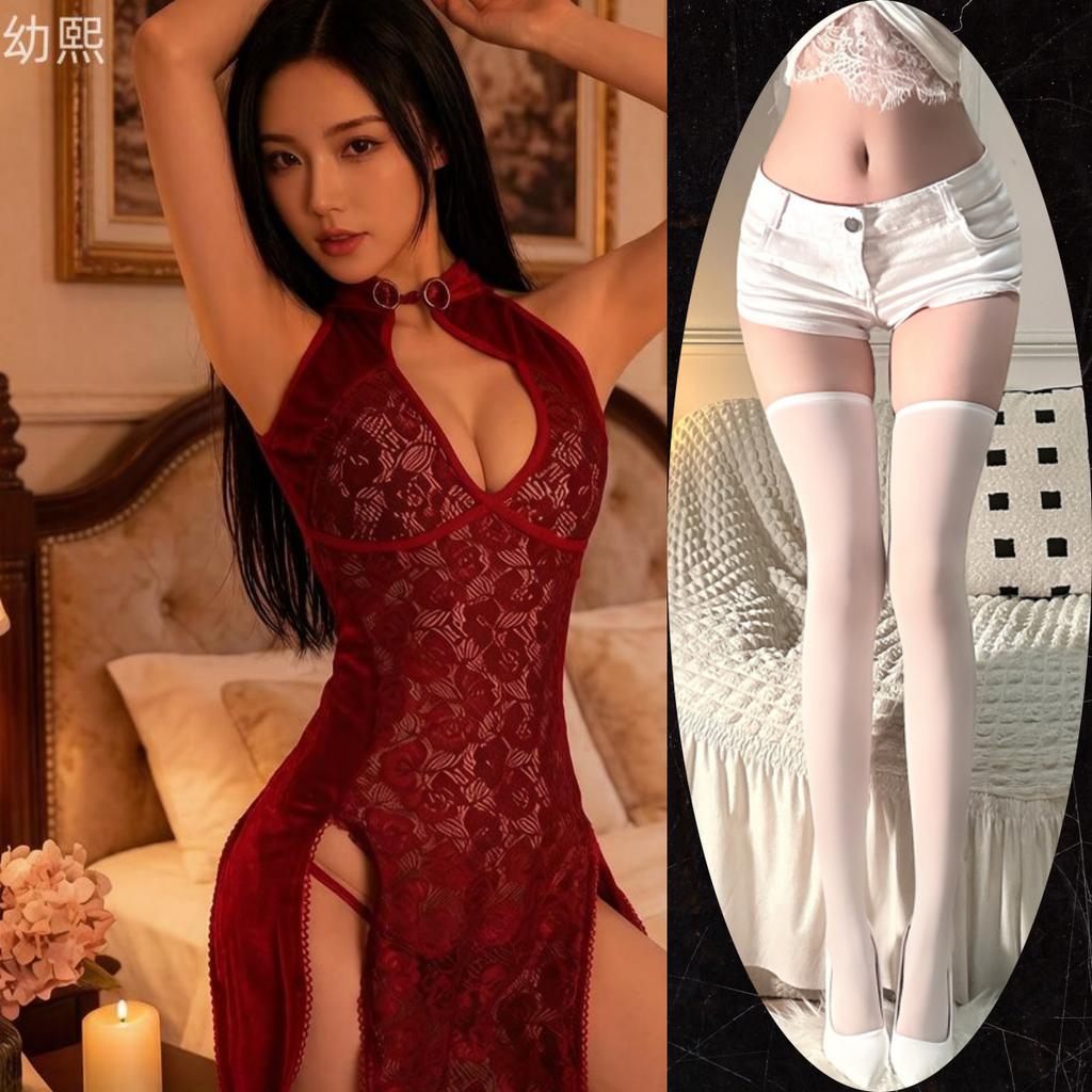 Sex underwear sexy back strap hollowed out free temptation lace classical women's retro split cheongsam pure desire