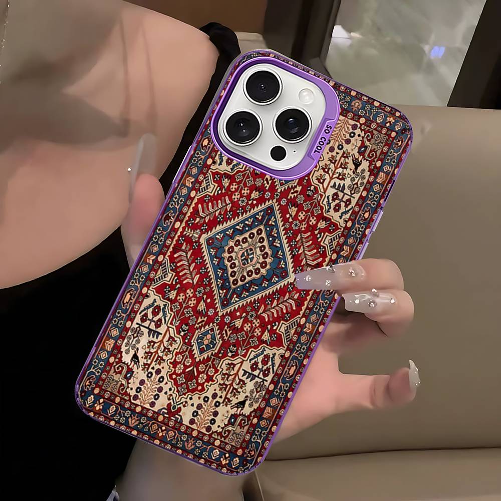 Persian Carpet Floral Art Phone Case For IPhone 16 15 14 13 17 Pro Max 11 12 Colorful Shockproof Cover