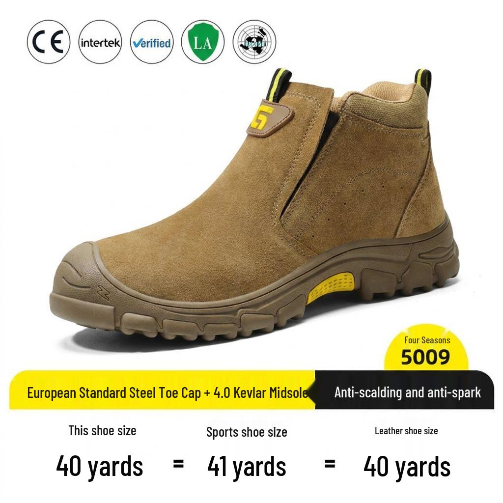 Men's Breathable Steel Toe Work Shoes - Comfortable, Wear-Resistant, Anti-Smash, Anti-Puncture, Anti-Scald & Anti-Spark for Construction and Welding.