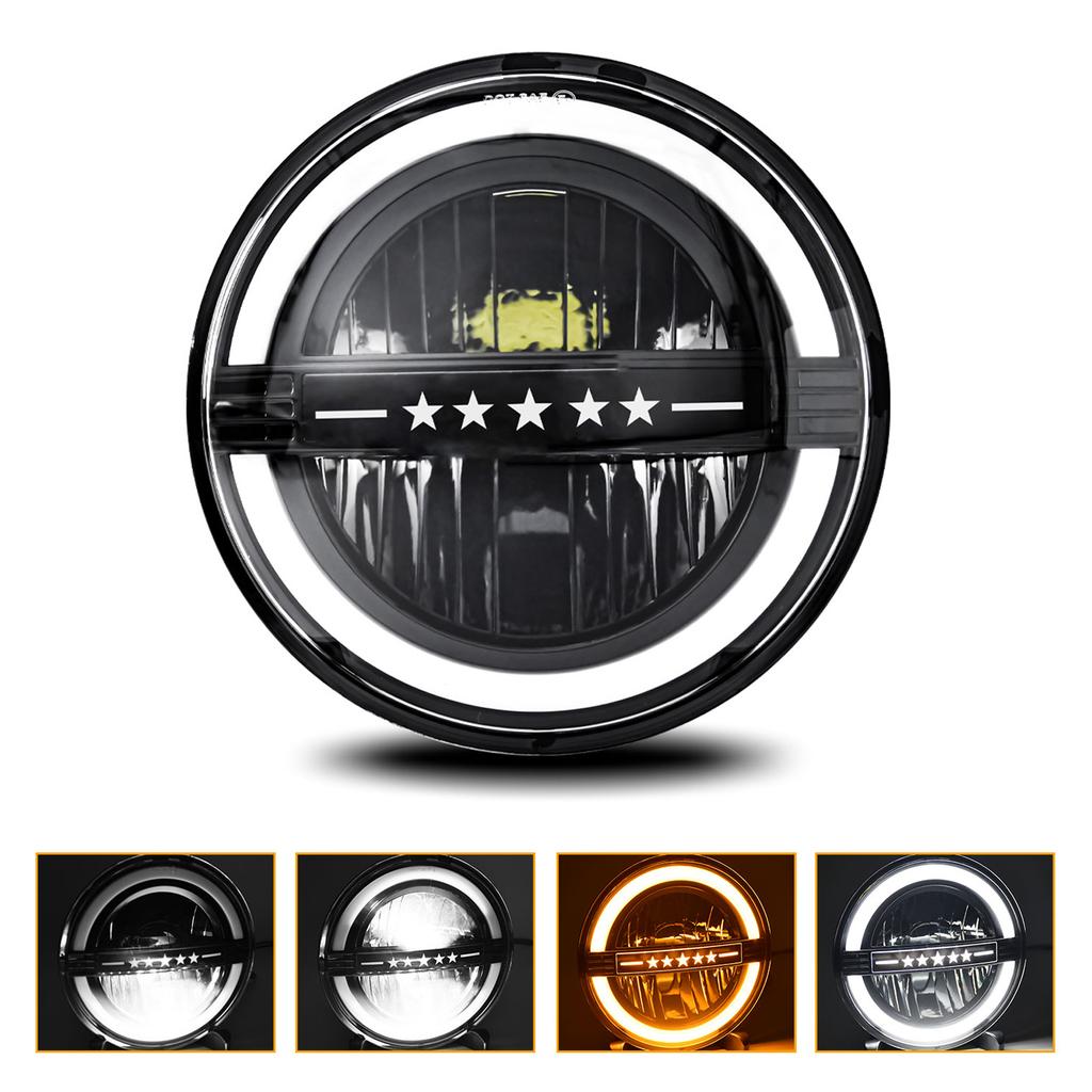2 kusy kulatých LED světlometů, 7palcové světlomety s bílým dálkovým a potkávacím světlem, oranžovým směrovým světlem, DRL, pro automobily, nákladní automobily,