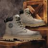 Men's Genuine Leather High-Top Martin Boots - Retro Big Yellow Style, Thick Sole, Outdoor Workwear for Autumn/Winter