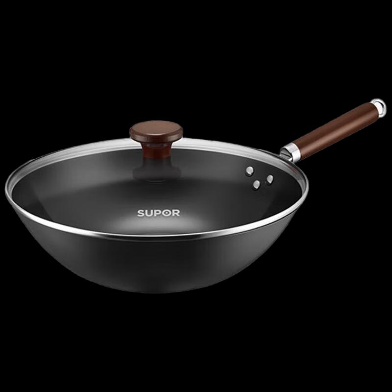 SUPOR 32cm Non-Coated Wrought Iron Wok