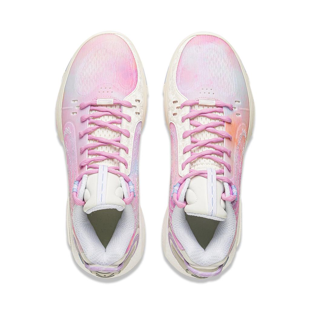 Li Ning Cushioning Slip Resistant Abrasion Resistant Breathable Rebound Grip Low top Basketball Shoes Men's Pink Purple ABPV011-3