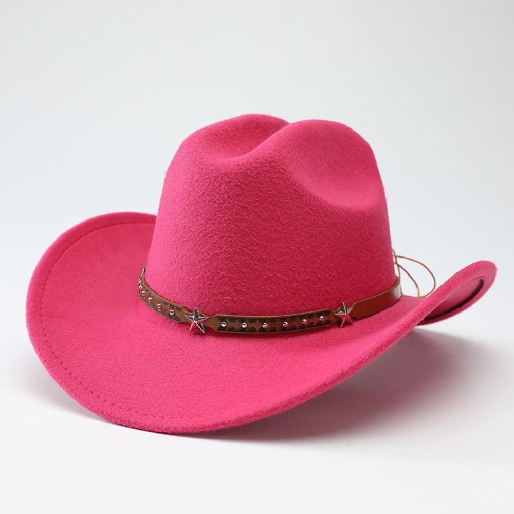Cintura con Testa di Stella Cappello da Cowboy Occidentale Cappellino da Cowgirl in Feltro Cappello da Sole Fedora Jazz Cappelli Donna