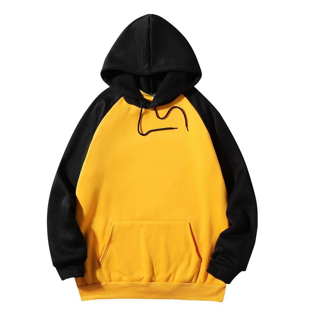 Women's Color Stitching Hooded Sweatshirt Unisex Long Sleeve Pullover Casual All-match Hoodies for Autumn Winter
