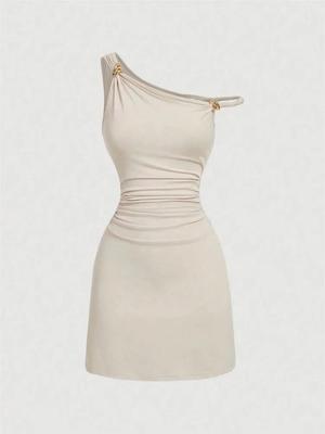 Dresses Phumee  Elegant One Shoulder Metal Decoration  A2532