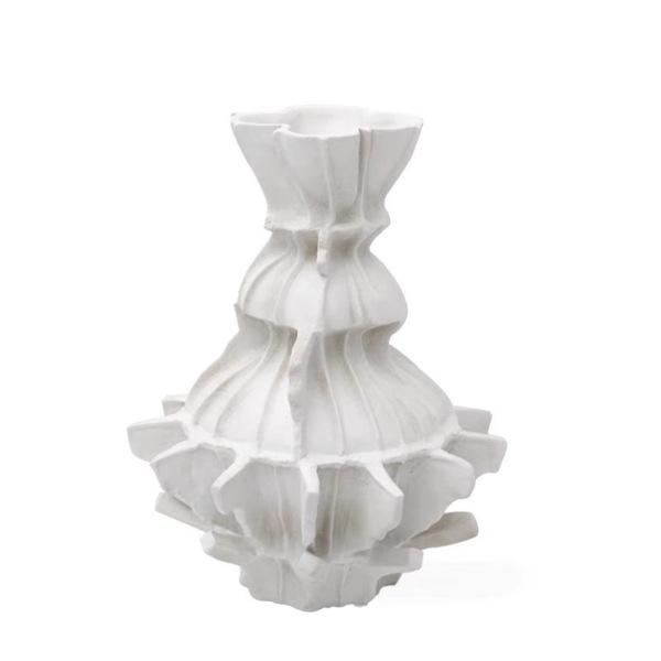 

Resin Handicrafts Flower Vase Abstract Pleated Gear Resin Vase Flower Arrangement Accessories Home Decoration Accessories белый