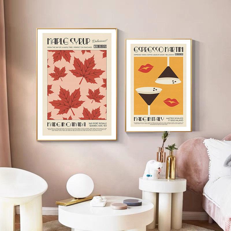 Prosecco Gin Cocktail Abstract Geometry Nordic Posters And Prints Wall Art Canvas Painting Wall Pictures For Living Room Decor