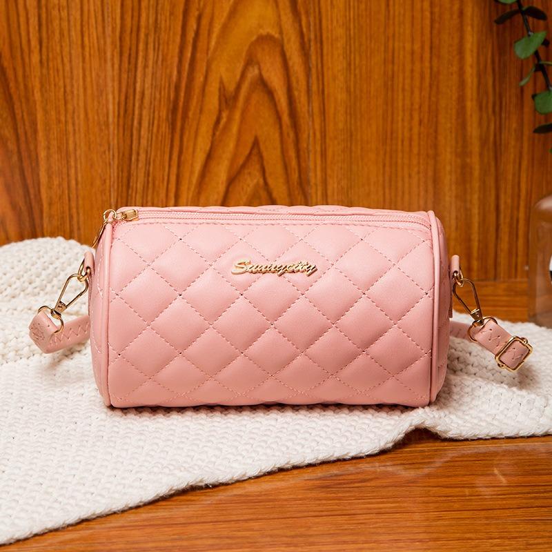 New modern fashion style cylindrical shoulder women's bag bag diamond trend simple messenger bag