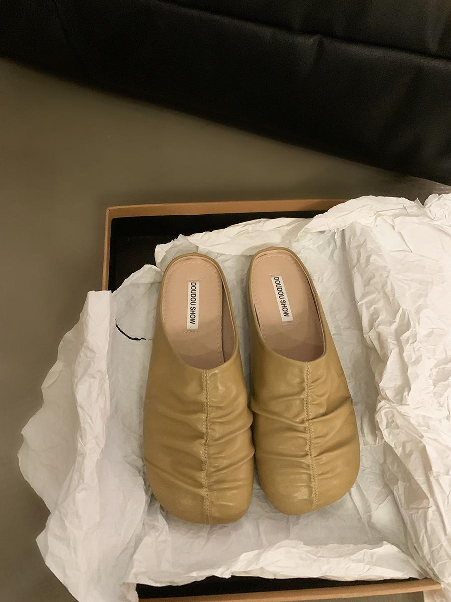 

Flat bottom one pedal bag head half slippers fairy shoes wear 2025 new spring and summer French Korean version lazy shoes 35