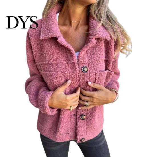 Trendy Women Outerwear Winter Jacket with Double Pockets Thick Fleece Button Closure Cardigan Coat Long Sleeves Warm Windproof Heat Retention Outdoor