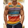 Herren Plus Size Schwarz-Grün Kontraststreifen Ärmelloses T-Shirt - Lockerer Schnitt Sommer Fitnessstudio & Freizeit