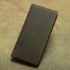 Vintage Crazy Horse Leather Men's Bifold Wallet - Genuine Top-Grain Cowhide Long Wallet with Money Clip