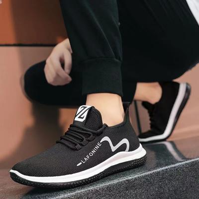 Foreign Trade New Versatile Flying Woven Non-slip Men's Shoes Spring and Summer Breathable Sports Shoes Running Casual Shoes Lightweight Mesh Shoes
