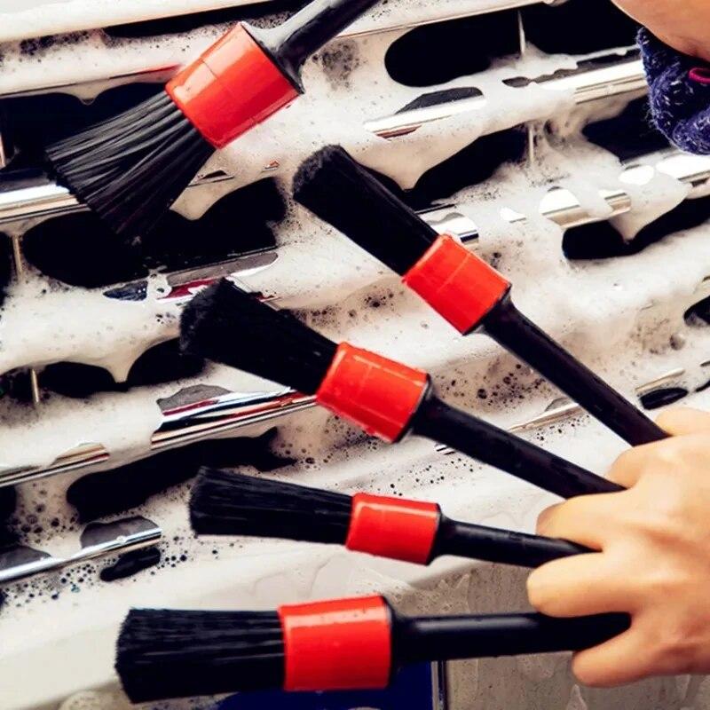 5pcs Detailing Brush Set Car Brushes Car Detailing Brush for Auto Cleaning Dashboard Air Outlet Wheel Wash Maintenance Tool