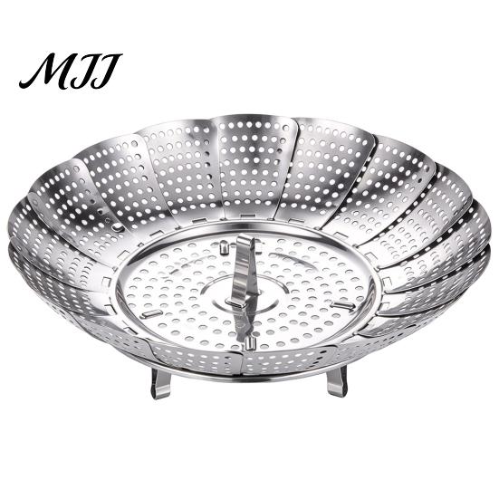 Rust Resistant Cooking Accessory Stainless Steel Expandable Steamer Basket, Adjustable Folding Insert with Sustainable Kitchen Food Strainer