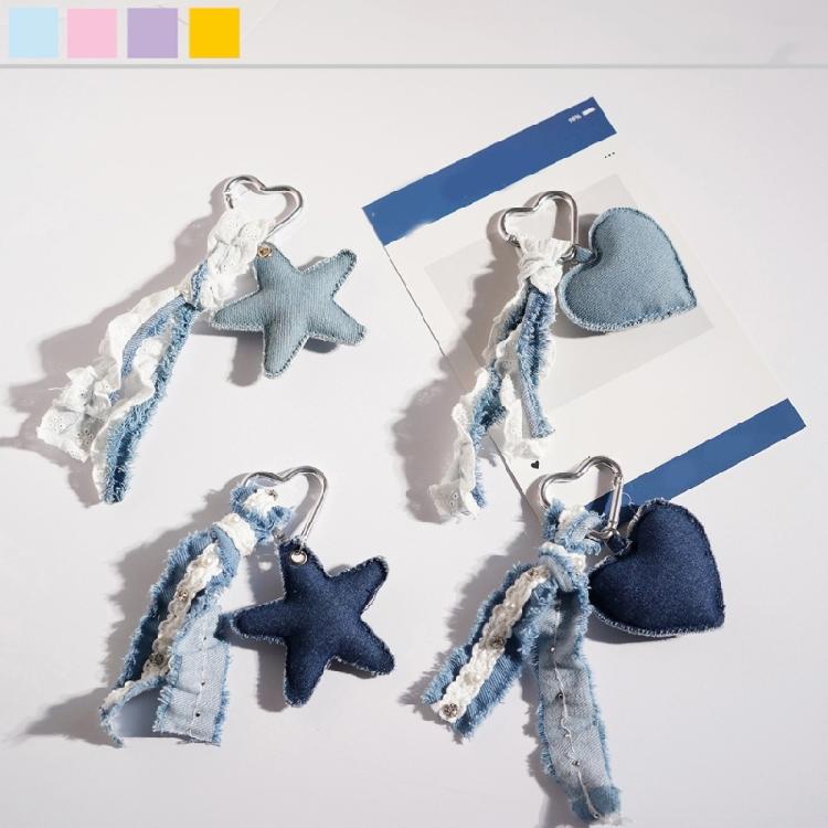 Denims Starfish Keychain Handmade For Keys Bags Fashion Accessory Portable Gift