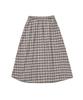 Cotton Bell Button Placket Flare Skirt - Ivory Check