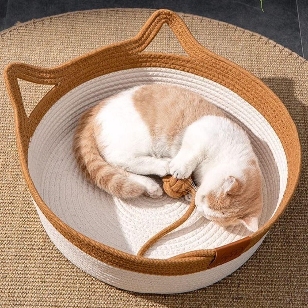 Cute Cotton Rope Woven Cat Nest Comfort Washable Universal Cat Bed Handmade Durable Cat Supplies Pet Accessories