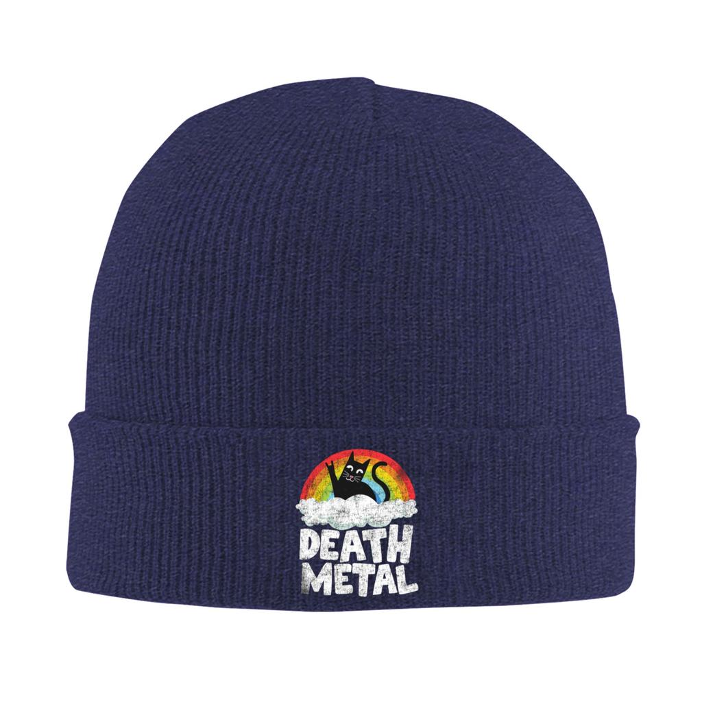 Funny Death Metal Cat Gift Rainbow Heavy Metal  Warm Knitted Cap Winter Knit Bonnet Hat Skullies Beanies Hip Hop Caps for Unisex