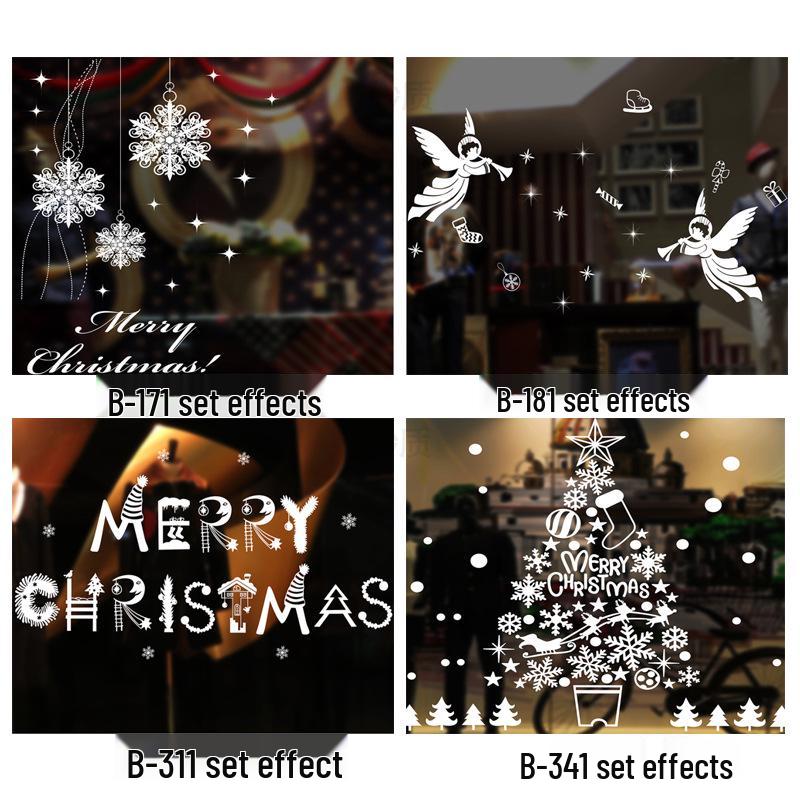 72x54CM White Christmas Static Cling Window Decal