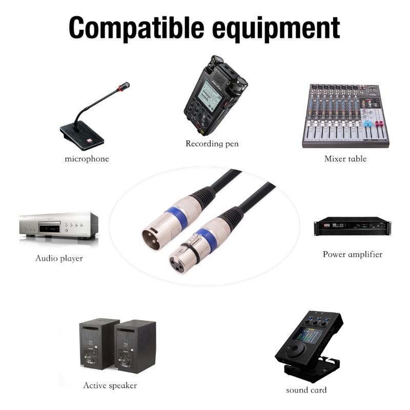 5PCS Durable XLR to XLR Microphone Cable XLR 3PIN Male to XLR 3PIN Female Balanced Microphone Cord for DMX-Stage Lights
