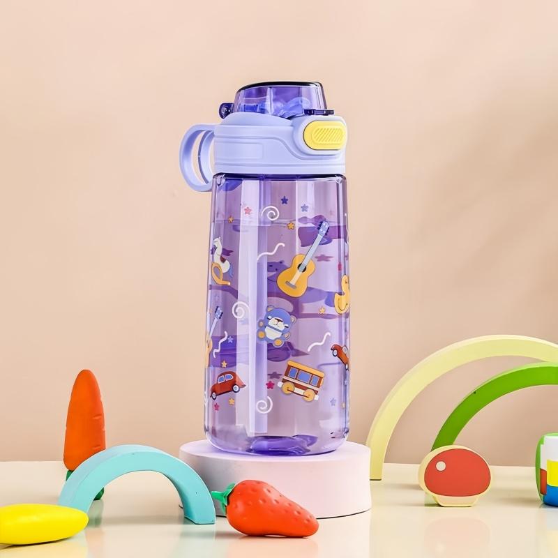 550ml Kreslená zvířátka Láhev na vodu Přenosná Bezpečnostní zámek Roztomilý Kelímek se slámkou Dětská Nepropustná Nádoba na pití Pro Venkovní Kempování Cestování