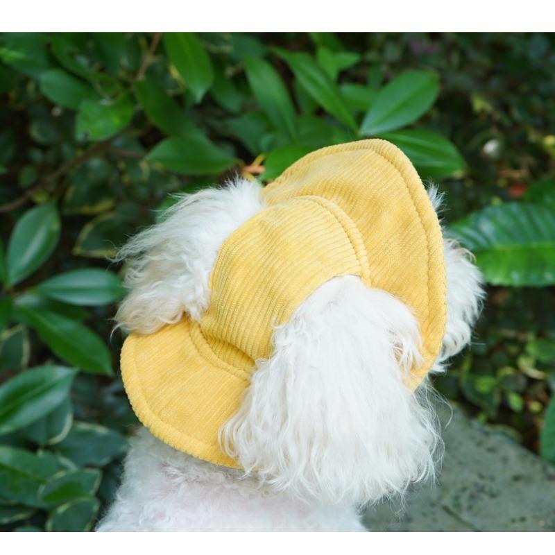 Cute Dog Hat Open Ears Pet Bucket Hat Sunshade Dress Corgi Sunscreen Small Yellow Hat