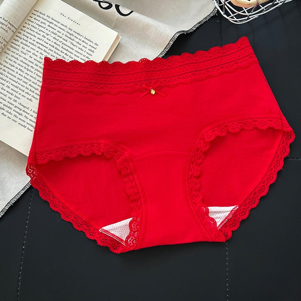 Women's Summer New Red Good Luck 10A Bacteriostatic Extended Middle Waist Triangle Briefs