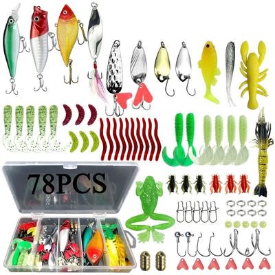 Tackle Box Soft Fishing Lures Kit Hook Set Silicone Soft Lures Hooks  Beach Boat Fishing