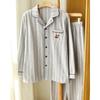 Couple's Sleepwear Autumn Long-Sleeved Set with Simple Stripes