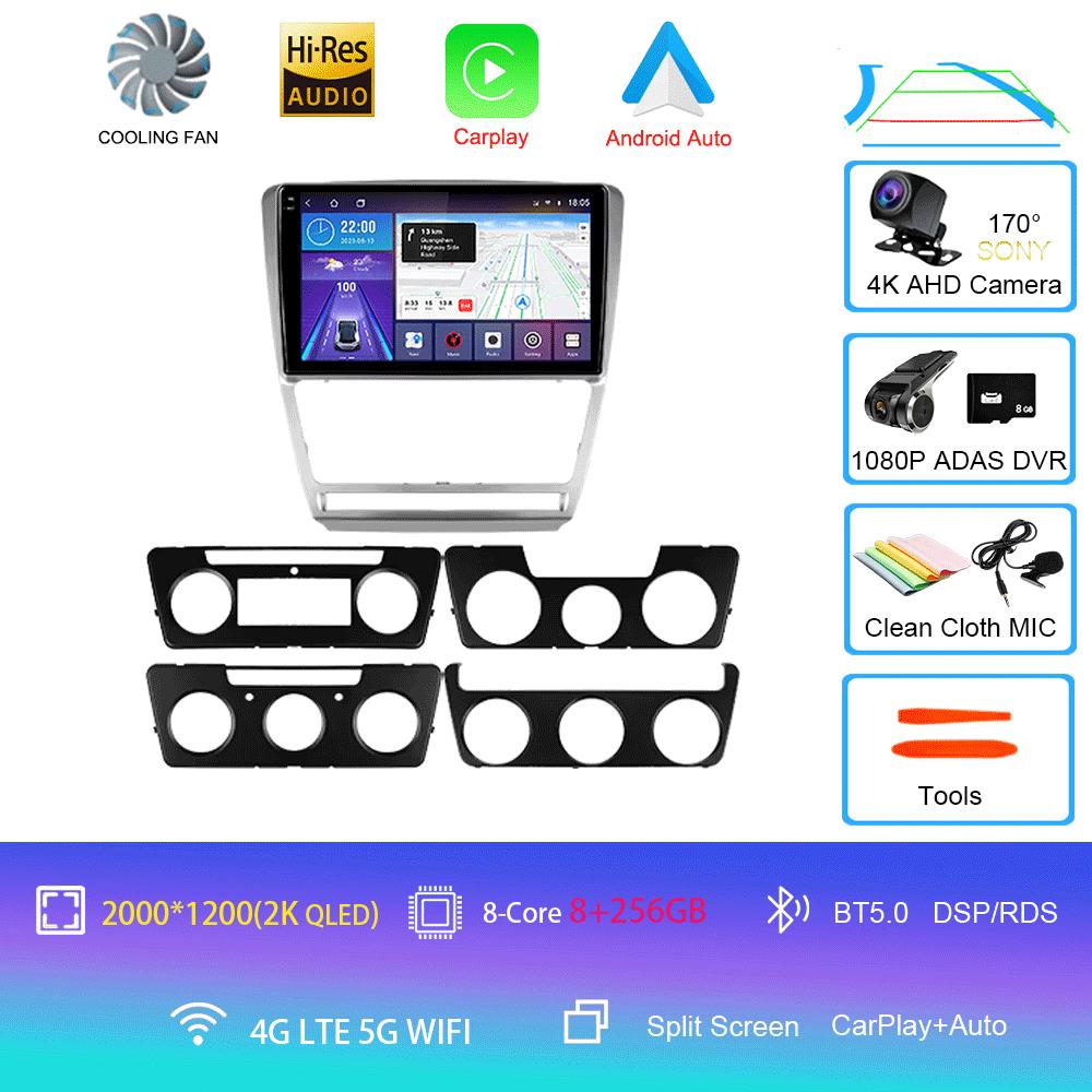 Car Radio Android 14 for Volkswagen Skoda Octavia 2 A5 2007 - 2014 Multimedia Video Player Navigation 2Din Carplay DVD Head Unit