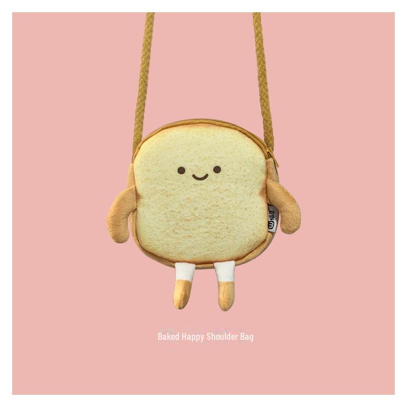 Creative Cartoon Toast Bread Crossbody Bag – Cute & Casual Shoulder Coin Purse for Students