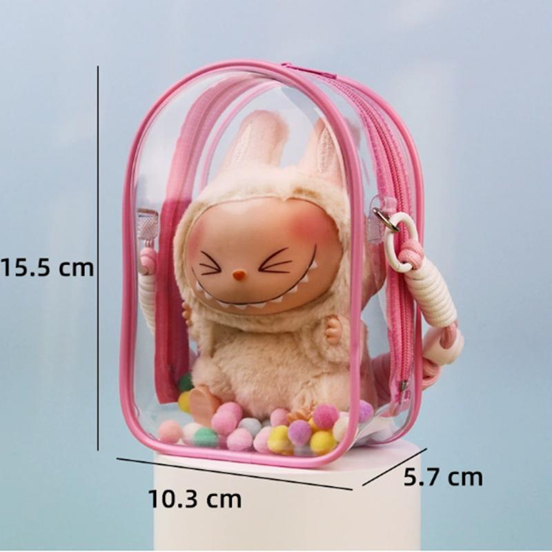 

Защитный чехол Labubu Labubu Сидящая вечеринка 15/17 см Хлопковая кукла Сумка для боли в плече ПВХ Сумка для хранения Сумка для прогулок Labubu Пылезащитная