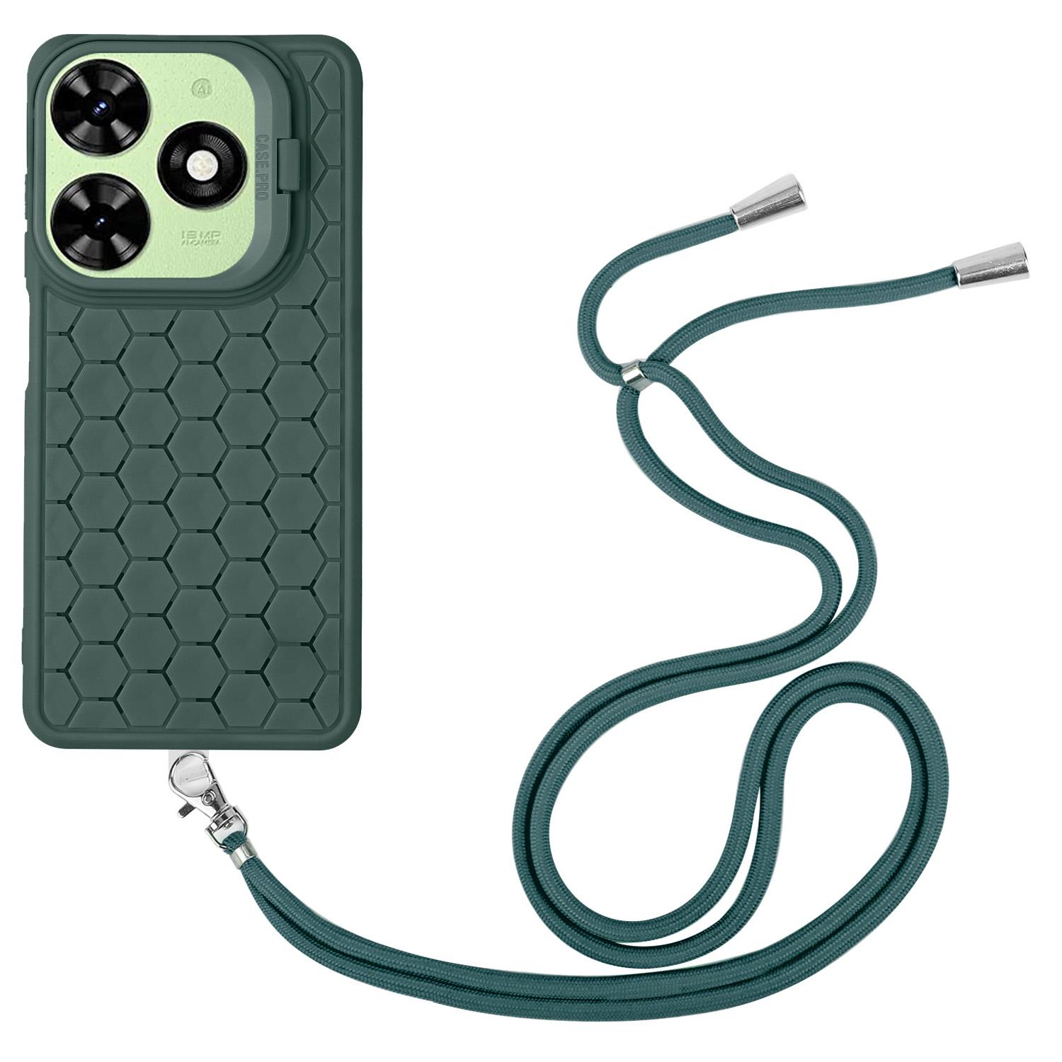 

For Infinix Hot 40i Case TPU Phone Cover with Kickstand and Lanyard Army Green