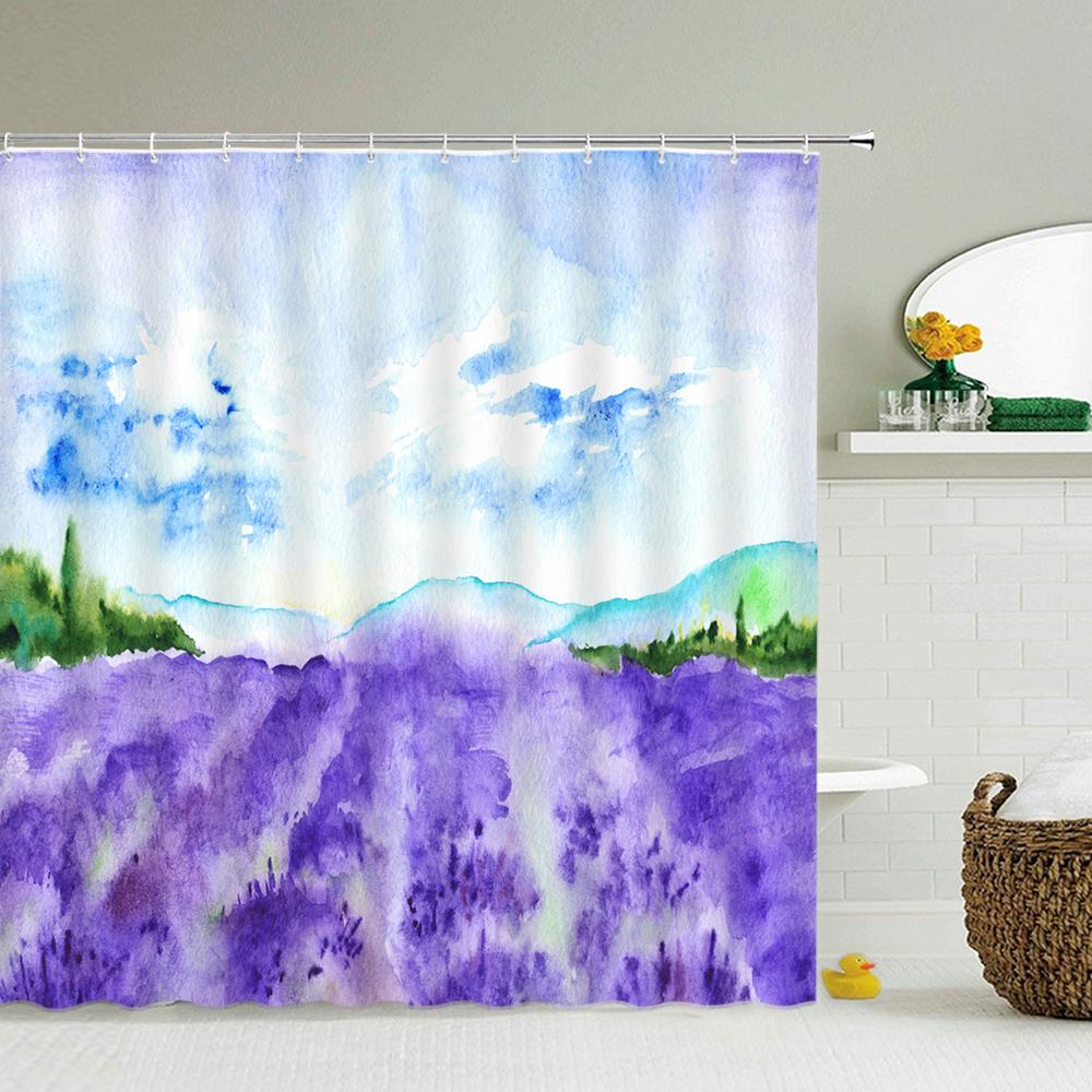3D Flower Tulip Blossom Cactus Lavender Rose Shower Curtains Bathroom Curtain Frabic Waterproof Polyester Bath Curtain With Hook