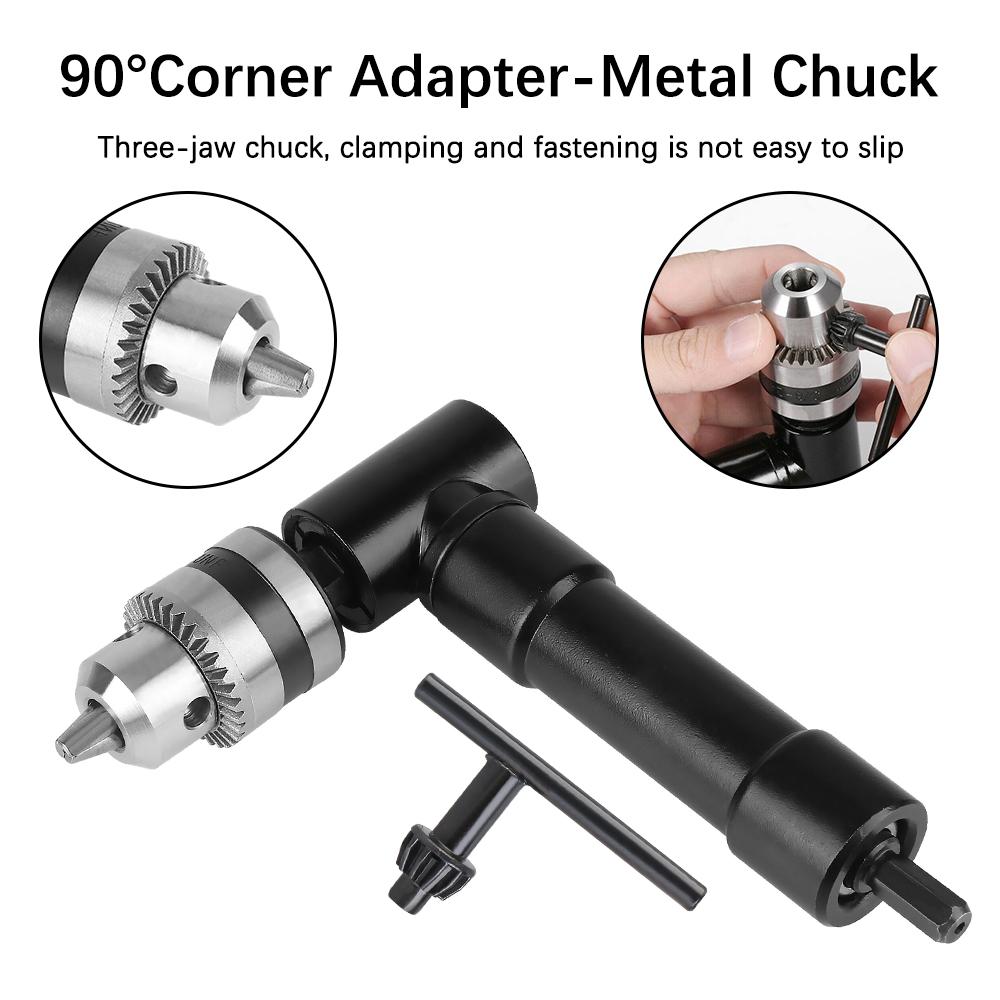 Plastic/Metal Drill Adapter Extender For Electric Drill Bits 90° Right Angle Brad-Point Drill Bits Adapter Chucks Clamping Tools