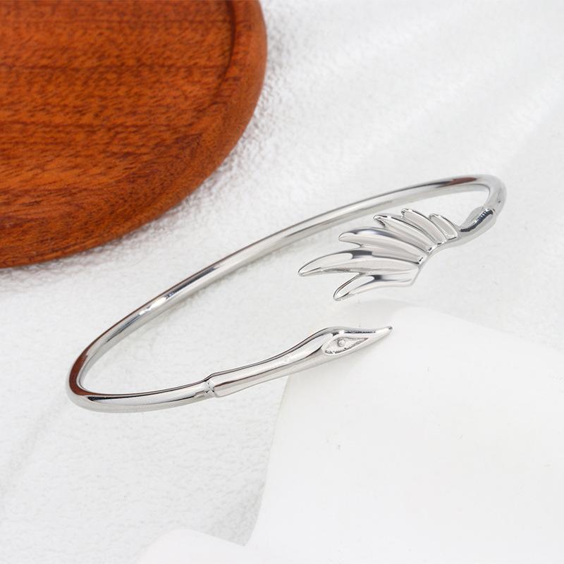 

New Fashion Personalized design Swan Wing For Women 925 Sterling Silver Elegant Angel Wing Opening Bracelets TYB610 серебряный