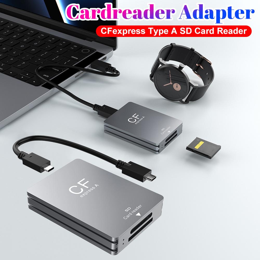 2 In 1 CFexpress Type A SD Card Reader Cardreader Adapter USB 3.2 10Gbps Memory Card Reader with USB C To USB C/A Cable for SLR