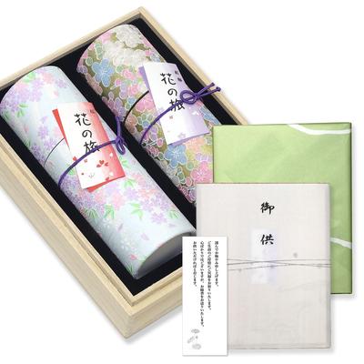 Sympathy Incense Gift Set In a Paulownia Wood Box [Hanakurabe (Compare) Two Types) Sandalwood with Inner Wrapping and Condolence Message] Made In Japa